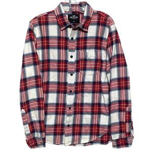 Hollister Plaid Flannel Button Up Shirt Mens M Country Chore Western Ranch Barn